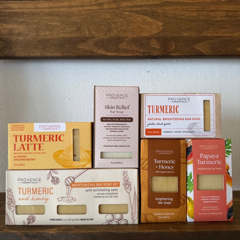 8pc Provence Essentials Bar Soap Set Turmeric Honey Papaya Skin Relief 8 Bars
